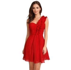 Q‎ Collection New York Red One-Shoulder Mini Prom Formal Dress US 8 NWT